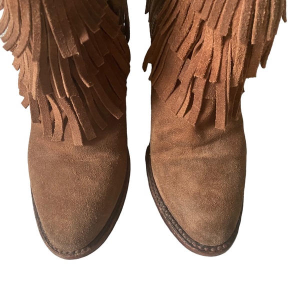 Freebird Belle Suede Leather Fringe Boho Brown Western Ankle Boot Fall Booties 7 - Picture 4 of 13